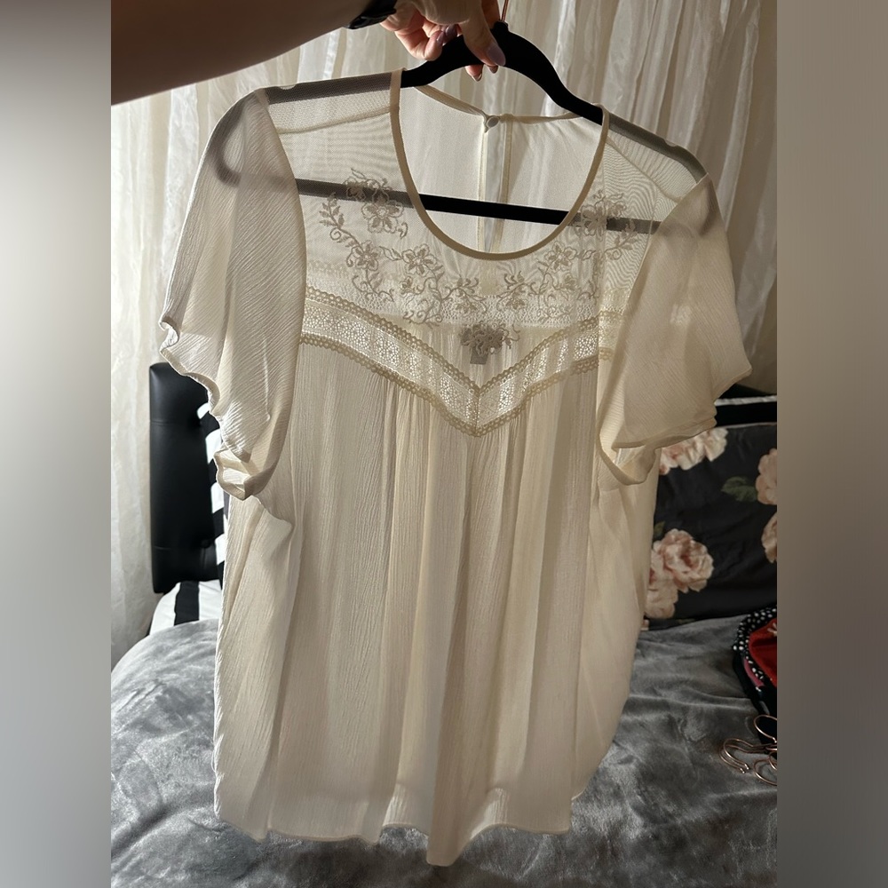 White/cream crocheted blouse from Torrid